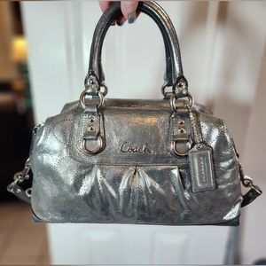Coach *RARE* Ashley Perforated Gunmetal Leather Satchel